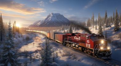 Locomotive in snow
